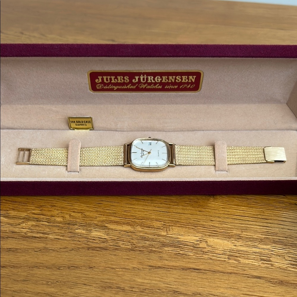 Gold Jules Jurgensen Vintage-Inspired Watch with Square Face